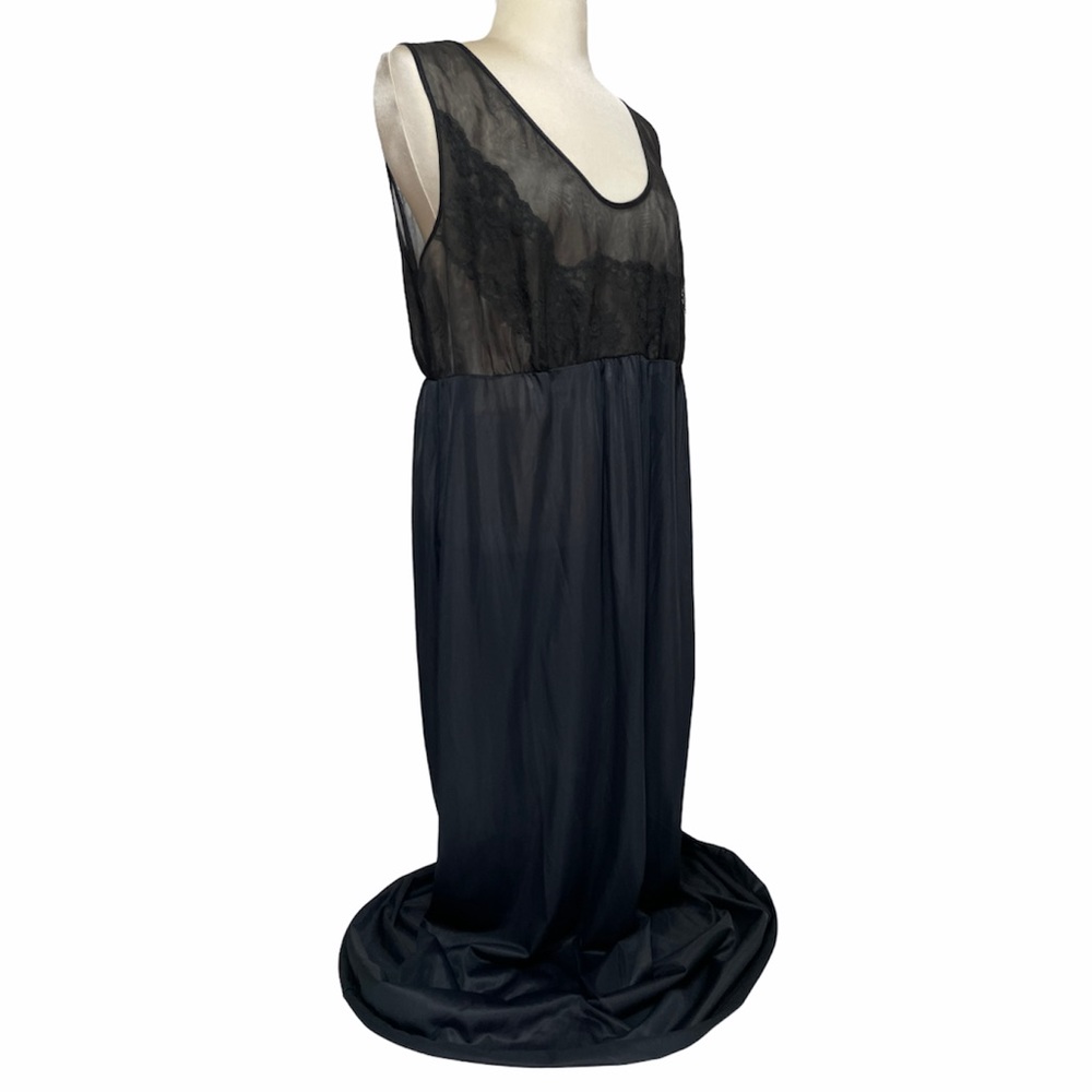 Vintage Lace Slip Dress Sexy Pin Up Lingerie Whimsy Goth Black Silk Satin - Picture 2 of 16